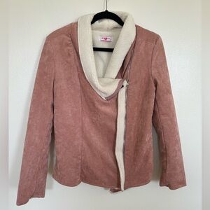 Buddy Love Pink Suede Sherpa Lined Jacket